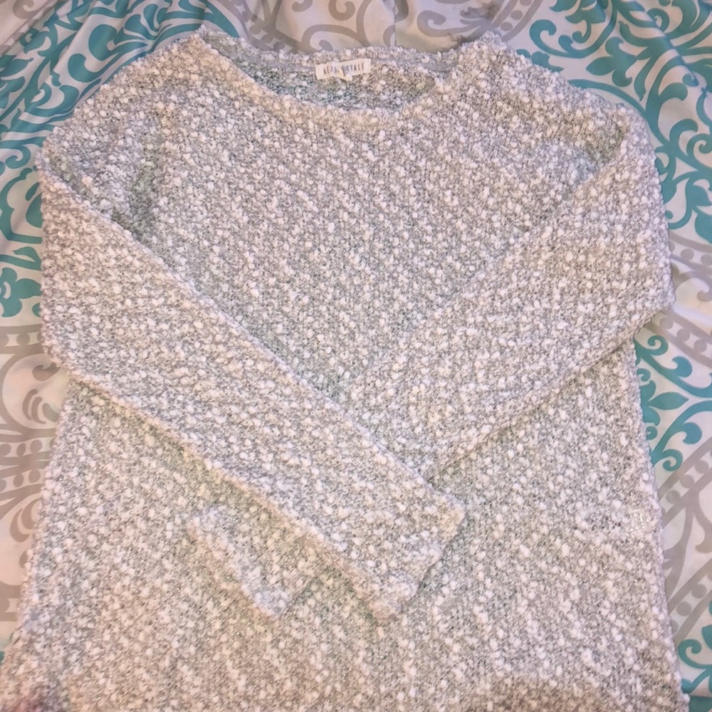 white and grey sweater!